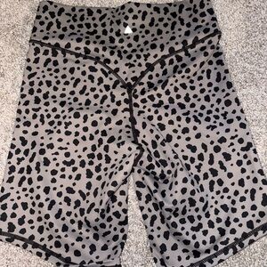 High-Rise Taupe Leopard Print Bike Shorts - Women's